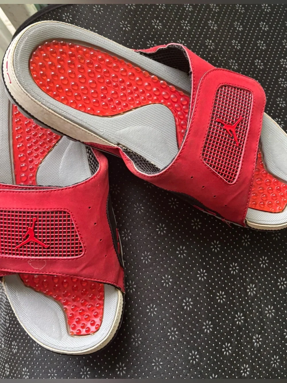 Jordan Red and White Massage Footbed Slide Sandals